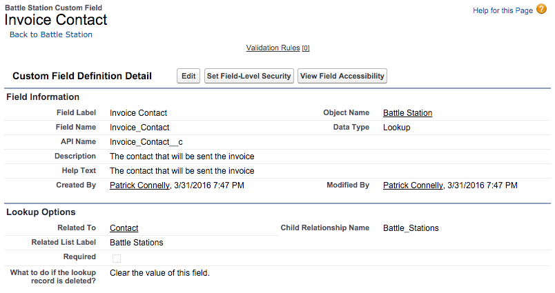 Invoice Contact Field